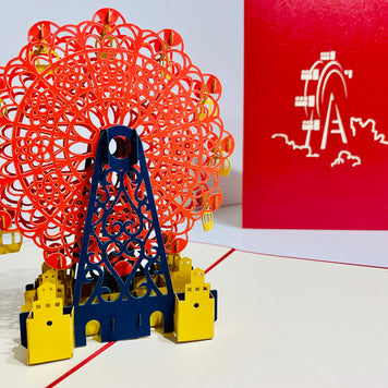 Metallic Ferris Wheel in Red Origami Pop Cards 3D Pop Up Greeting Card Happy Birthday Thank You Handmade Gift Thinking of You Blank Card for Any Occasion Happy Mother's Day Happy Father's Celebrate the Beauty of Architecture (Copy)