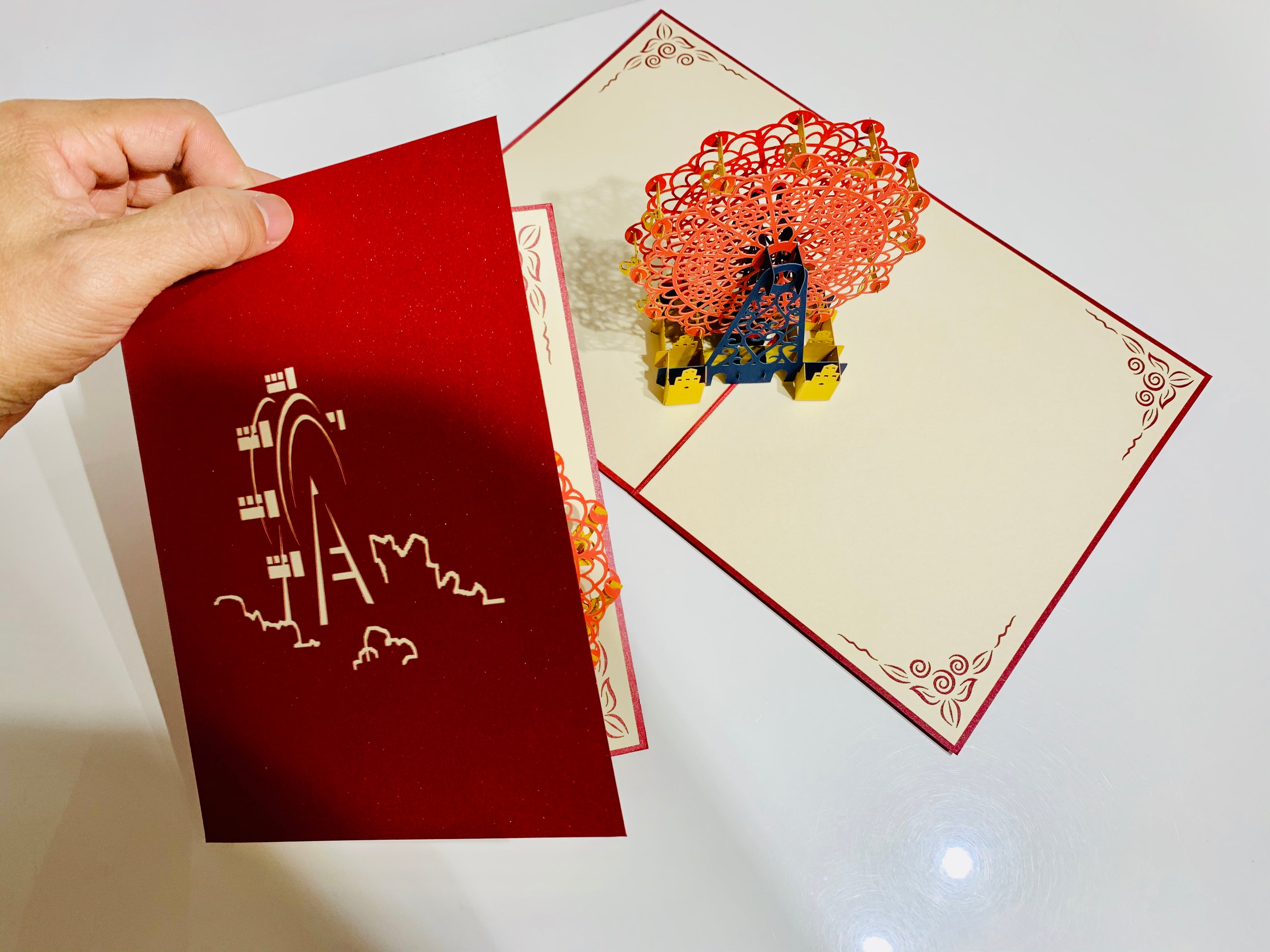 Metallic Ferris Wheel in Red Origami Pop Cards 3D Pop Up Greeting Card Happy Birthday Thank You Handmade Gift Thinking of You Blank Card for Any Occasion Happy Mother's Day Happy Father's Celebrate the Beauty of Architecture (Copy)