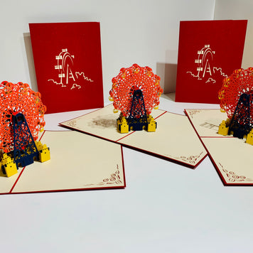 Metallic Ferris Wheel in Red Origami Pop Cards 3D Pop Up Greeting Card Happy Birthday Thank You Handmade Gift Thinking of You Blank Card for Any Occasion Happy Mother's Day Happy Father's Celebrate the Beauty of Architecture (Copy)