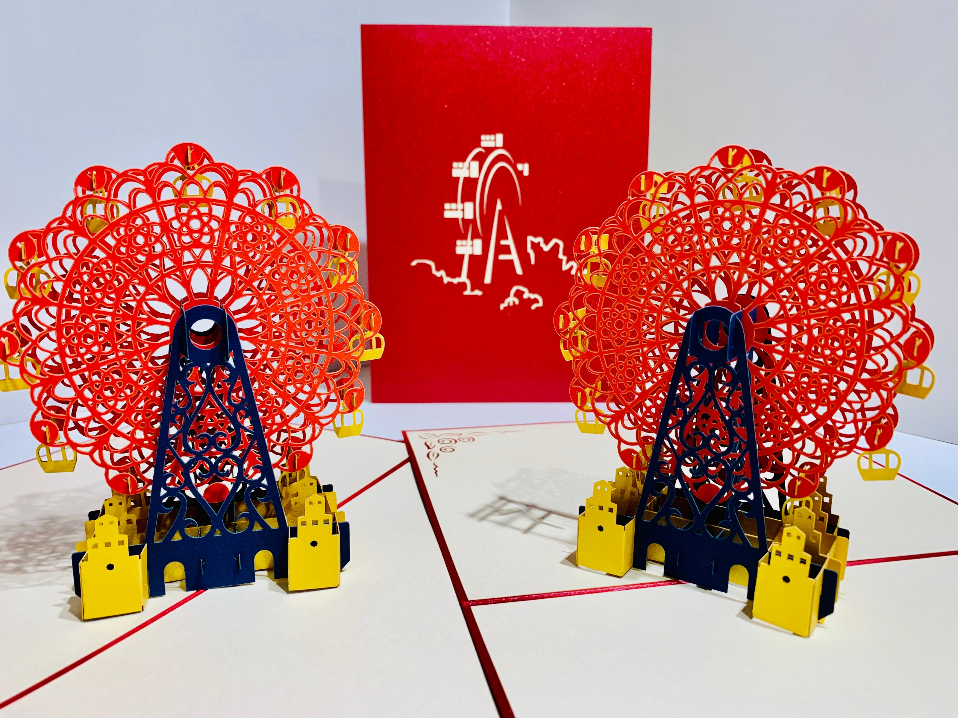 Metallic Ferris Wheel in Red Origami Pop Cards 3D Pop Up Greeting Card Happy Birthday Thank You Handmade Gift Thinking of You Blank Card for Any Occasion Happy Mother's Day Happy Father's Celebrate the Beauty of Architecture (Copy)