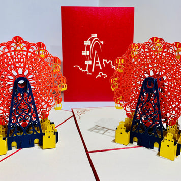 Metallic Ferris Wheel in Red Origami Pop Cards 3D Pop Up Greeting Card Happy Birthday Thank You Handmade Gift Thinking of You Blank Card for Any Occasion Happy Mother's Day Happy Father's Celebrate the Beauty of Architecture (Copy)