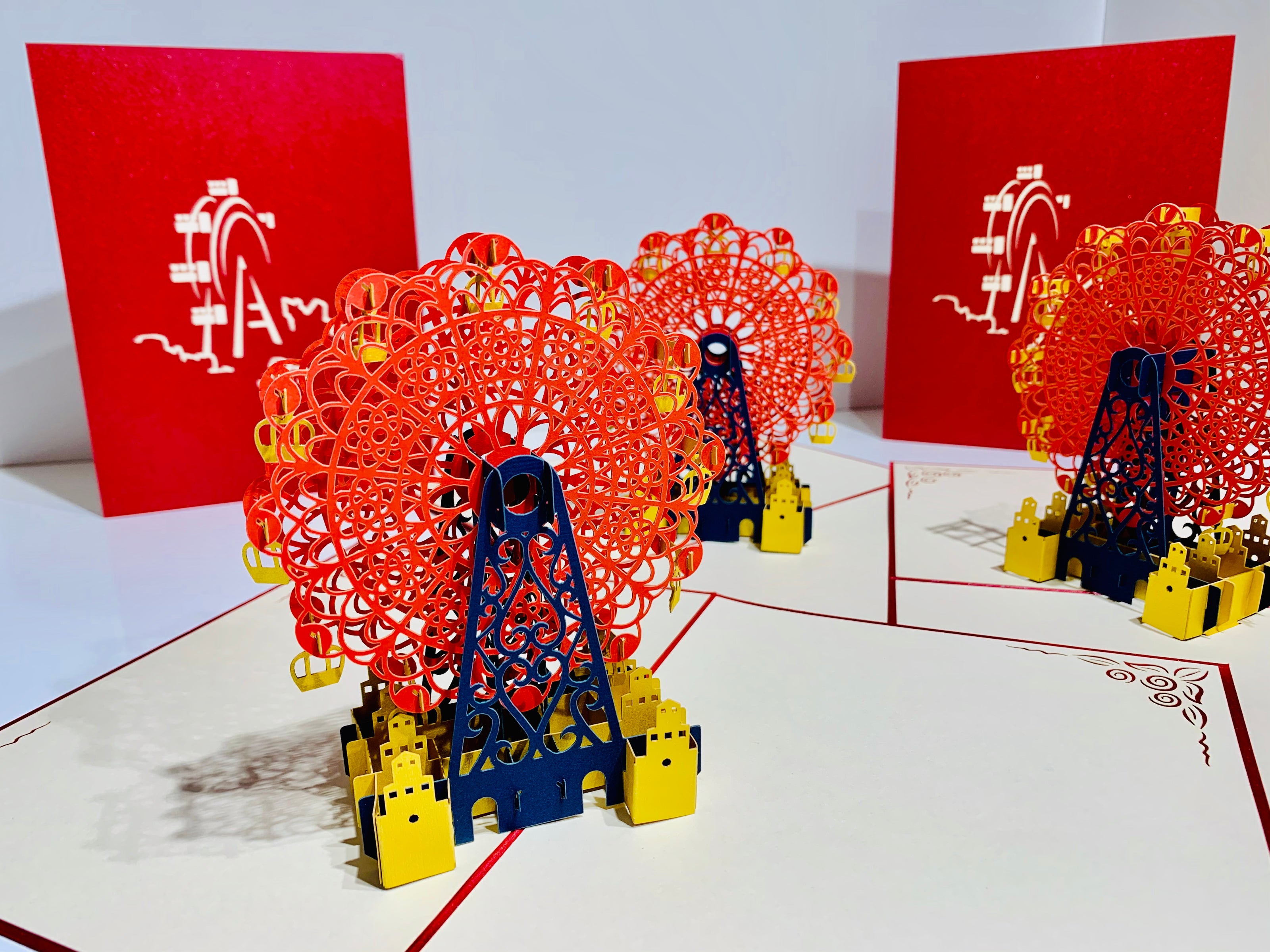 Metallic Ferris Wheel in Red Origami Pop Cards 3D Pop Up Greeting Card Happy Birthday Thank You Handmade Gift Thinking of You Blank Card for Any Occasion Happy Mother's Day Happy Father's Celebrate the Beauty of Architecture (Copy)
