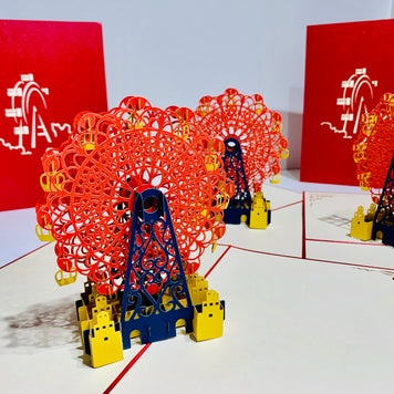 Metallic Ferris Wheel in Red Origami Pop Cards 3D Pop Up Greeting Card Happy Birthday Thank You Handmade Gift Thinking of You Blank Card for Any Occasion Happy Mother's Day Happy Father's Celebrate the Beauty of Architecture (Copy)