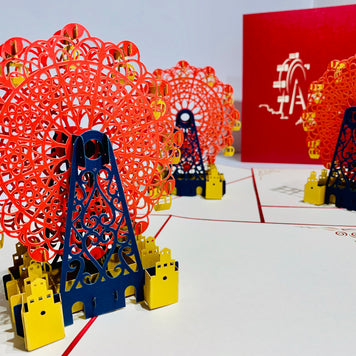 Metallic Ferris Wheel in Red Origami Pop Cards 3D Pop Up Greeting Card Happy Birthday Thank You Handmade Gift Thinking of You Blank Card for Any Occasion Happy Mother's Day Happy Father's Celebrate the Beauty of Architecture (Copy)