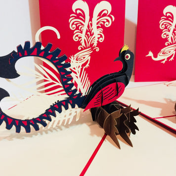 Lyrebird Australian Native Bird Origami Pop Cards 3D Pop Up Greeting Card Happy Birthday Thank You Handmade Gift Thinking of You Blank Card for Any Occasion Happy Mother's Day Happy Father's Australiana Birds