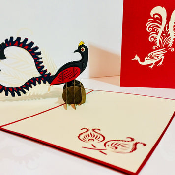 Lyrebird Australian Native Bird Origami Pop Cards 3D Pop Up Greeting Card Happy Birthday Thank You Handmade Gift Thinking of You Blank Card for Any Occasion Happy Mother's Day Happy Father's Australiana Birds