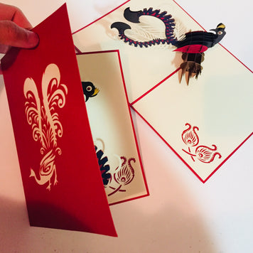 Lyrebird Australian Native Bird Origami Pop Cards 3D Pop Up Greeting Card Happy Birthday Thank You Handmade Gift Thinking of You Blank Card for Any Occasion Happy Mother's Day Happy Father's Australiana Birds