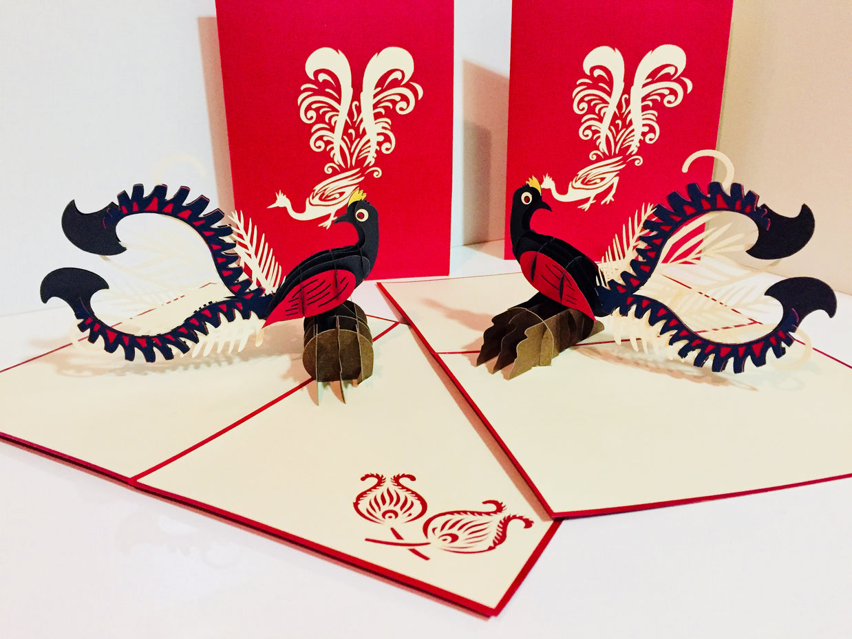 Lyrebird Australian Native Bird Origami Pop Cards 3D Pop Up Greeting Card Happy Birthday Thank You Handmade Gift Thinking of You Blank Card for Any Occasion Happy Mother's Day Happy Father's Australiana Birds