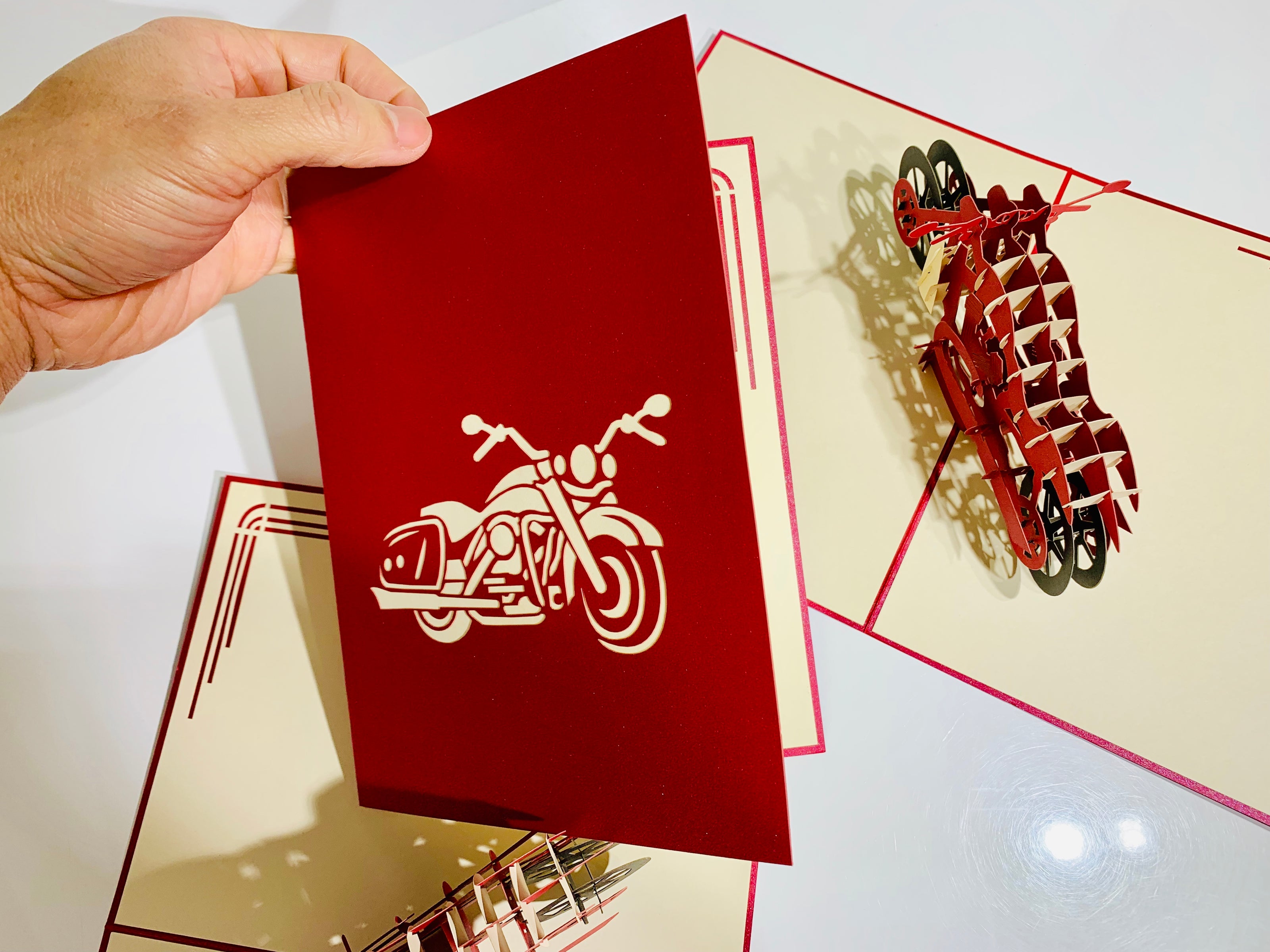 Red Motorbike - Perfect for Happy Father's Day Origami Pop Cards 3D Pop Up Greeting Card Celebrate Happy Birthday Thank You Handmade Best Wishes Gift Thinking of You Blank Card for Any Occasion Happy Mother's Day Australiana