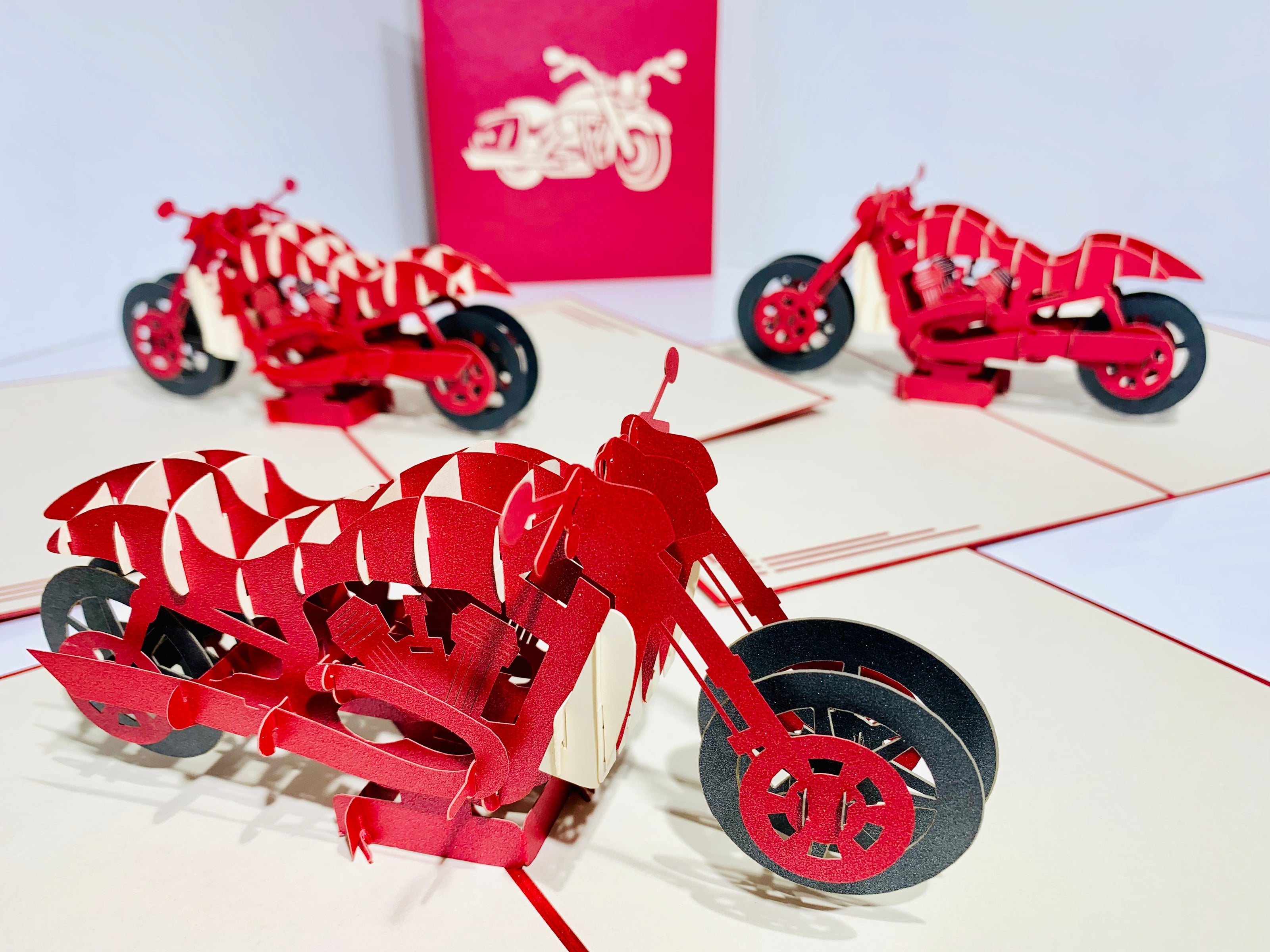 Red Motorbike - Perfect for Happy Father's Day Origami Pop Cards 3D Pop Up Greeting Card Celebrate Happy Birthday Thank You Handmade Best Wishes Gift Thinking of You Blank Card for Any Occasion Happy Mother's Day Australiana