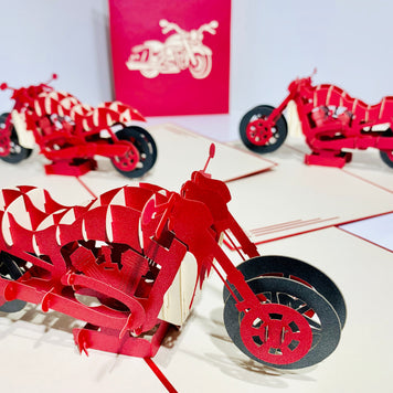 Red Motorbike - Perfect for Happy Father's Day Origami Pop Cards 3D Pop Up Greeting Card Celebrate Happy Birthday Thank You Handmade Best Wishes Gift Thinking of You Blank Card for Any Occasion Happy Mother's Day Australiana
