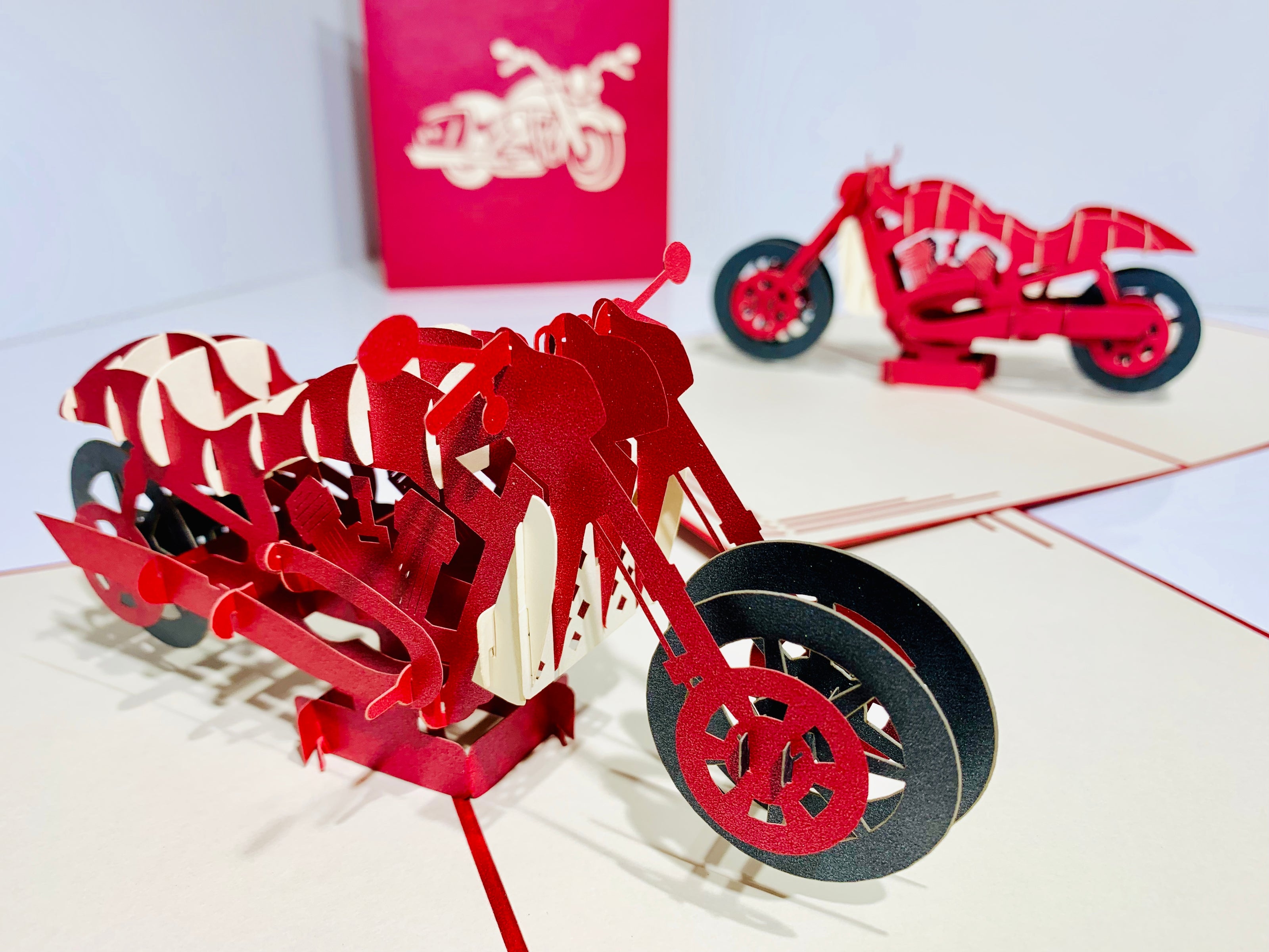 Red Motorbike - Perfect for Happy Father's Day Origami Pop Cards 3D Pop Up Greeting Card Celebrate Happy Birthday Thank You Handmade Best Wishes Gift Thinking of You Blank Card for Any Occasion Happy Mother's Day Australiana
