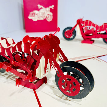 Red Motorbike - Perfect for Happy Father's Day Origami Pop Cards 3D Pop Up Greeting Card Celebrate Happy Birthday Thank You Handmade Best Wishes Gift Thinking of You Blank Card for Any Occasion Happy Mother's Day Australiana