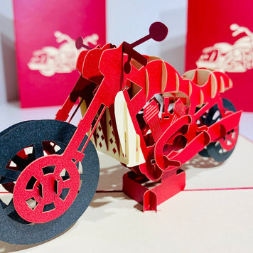 Red Motorbike - Perfect for Happy Father's Day Origami Pop Cards 3D Pop Up Greeting Card Celebrate Happy Birthday Thank You Handmade Best Wishes Gift Thinking of You Blank Card for Any Occasion Happy Mother's Day Australiana
