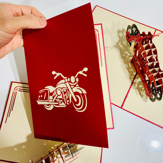 Red Motorbike - Perfect for Happy Father's Day Origami Pop Cards 3D Pop Up Greeting Card Celebrate Happy Birthday Thank You Handmade Best Wishes Gift Thinking of You Blank Card for Any Occasion Happy Mother's Day Australiana