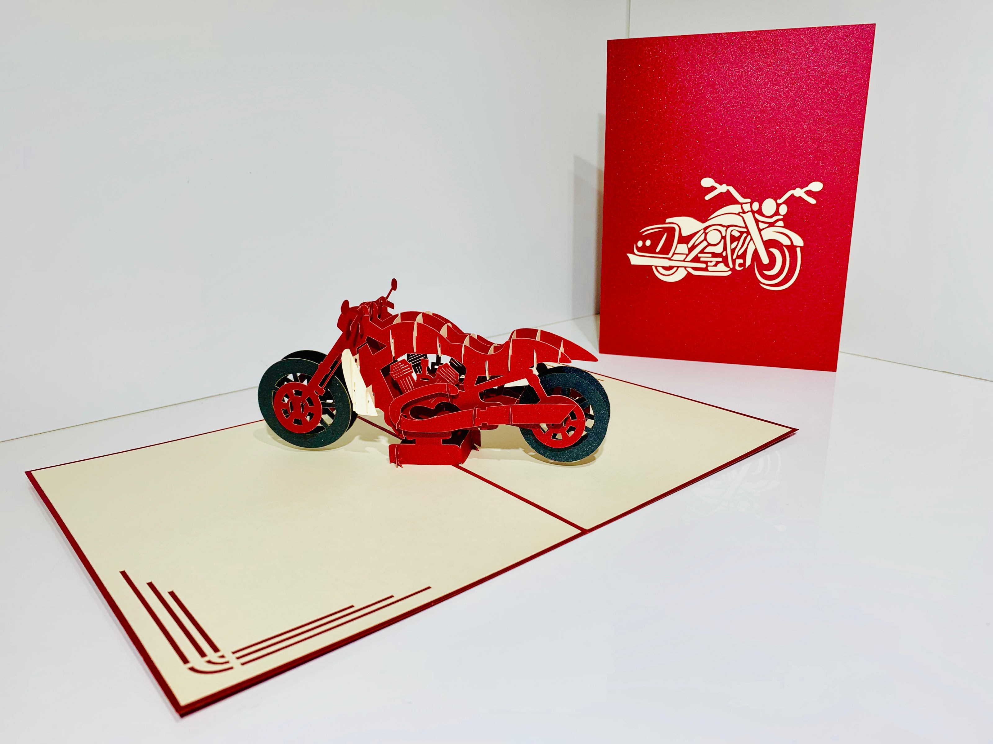 Red Motorbike - Perfect for Happy Father's Day Origami Pop Cards 3D Pop Up Greeting Card Celebrate Happy Birthday Thank You Handmade Best Wishes Gift Thinking of You Blank Card for Any Occasion Happy Mother's Day Australiana
