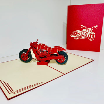 Red Motorbike - Perfect for Happy Father's Day Origami Pop Cards 3D Pop Up Greeting Card Celebrate Happy Birthday Thank You Handmade Best Wishes Gift Thinking of You Blank Card for Any Occasion Happy Mother's Day Australiana
