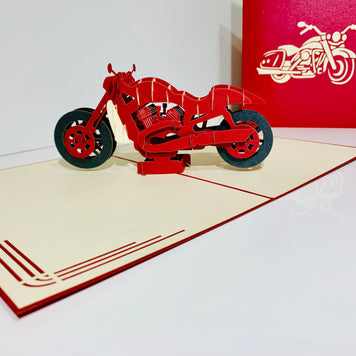 Red Motorbike - Perfect for Happy Father's Day Origami Pop Cards 3D Pop Up Greeting Card Celebrate Happy Birthday Thank You Handmade Best Wishes Gift Thinking of You Blank Card for Any Occasion Happy Mother's Day Australiana