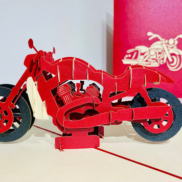 Red Motorbike - Perfect for Happy Father's Day Origami Pop Cards 3D Pop Up Greeting Card Celebrate Happy Birthday Thank You Handmade Best Wishes Gift Thinking of You Blank Card for Any Occasion Happy Mother's Day Australiana