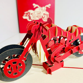 Red Motorbike - Perfect for Happy Father's Day Origami Pop Cards 3D Pop Up Greeting Card Celebrate Happy Birthday Thank You Handmade Best Wishes Gift Thinking of You Blank Card for Any Occasion Happy Mother's Day Australiana