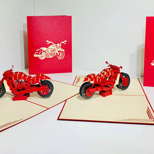 Red Motorbike - Perfect for Happy Father's Day Origami Pop Cards 3D Pop Up Greeting Card Celebrate Happy Birthday Thank You Handmade Best Wishes Gift Thinking of You Blank Card for Any Occasion Happy Mother's Day Australiana