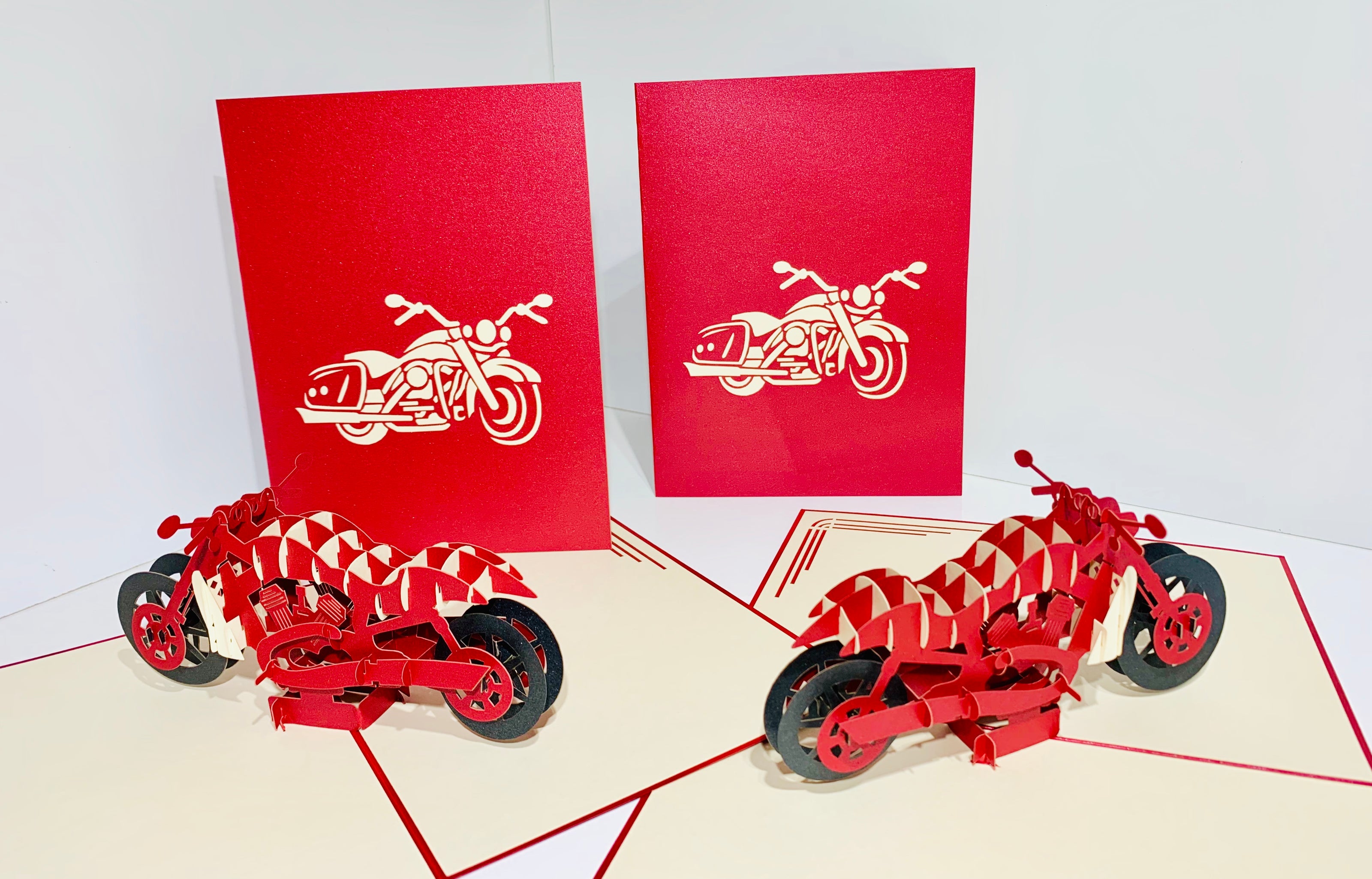 Red Motorbike - Perfect for Happy Father's Day Origami Pop Cards 3D Pop Up Greeting Card Celebrate Happy Birthday Thank You Handmade Best Wishes Gift Thinking of You Blank Card for Any Occasion Happy Mother's Day Australiana