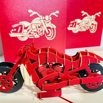 Red Motorbike - Perfect for Happy Father's Day Origami Pop Cards 3D Pop Up Greeting Card Celebrate Happy Birthday Thank You Handmade Best Wishes Gift Thinking of You Blank Card for Any Occasion Happy Mother's Day Australiana