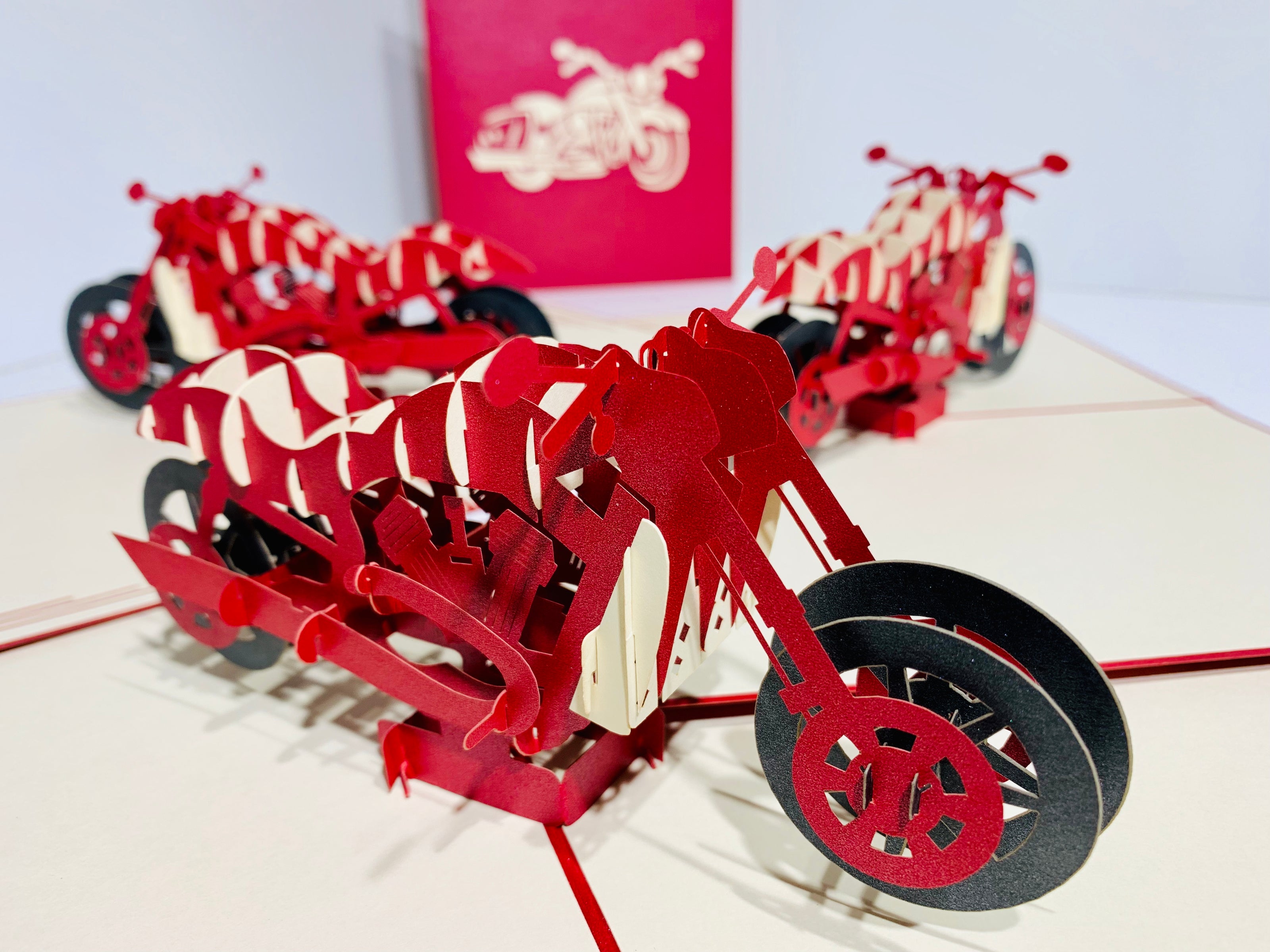 Red Motorbike - Perfect for Happy Father's Day Origami Pop Cards 3D Pop Up Greeting Card Celebrate Happy Birthday Thank You Handmade Best Wishes Gift Thinking of You Blank Card for Any Occasion Happy Mother's Day Australiana
