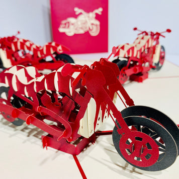 Red Motorbike - Perfect for Happy Father's Day Origami Pop Cards 3D Pop Up Greeting Card Celebrate Happy Birthday Thank You Handmade Best Wishes Gift Thinking of You Blank Card for Any Occasion Happy Mother's Day Australiana