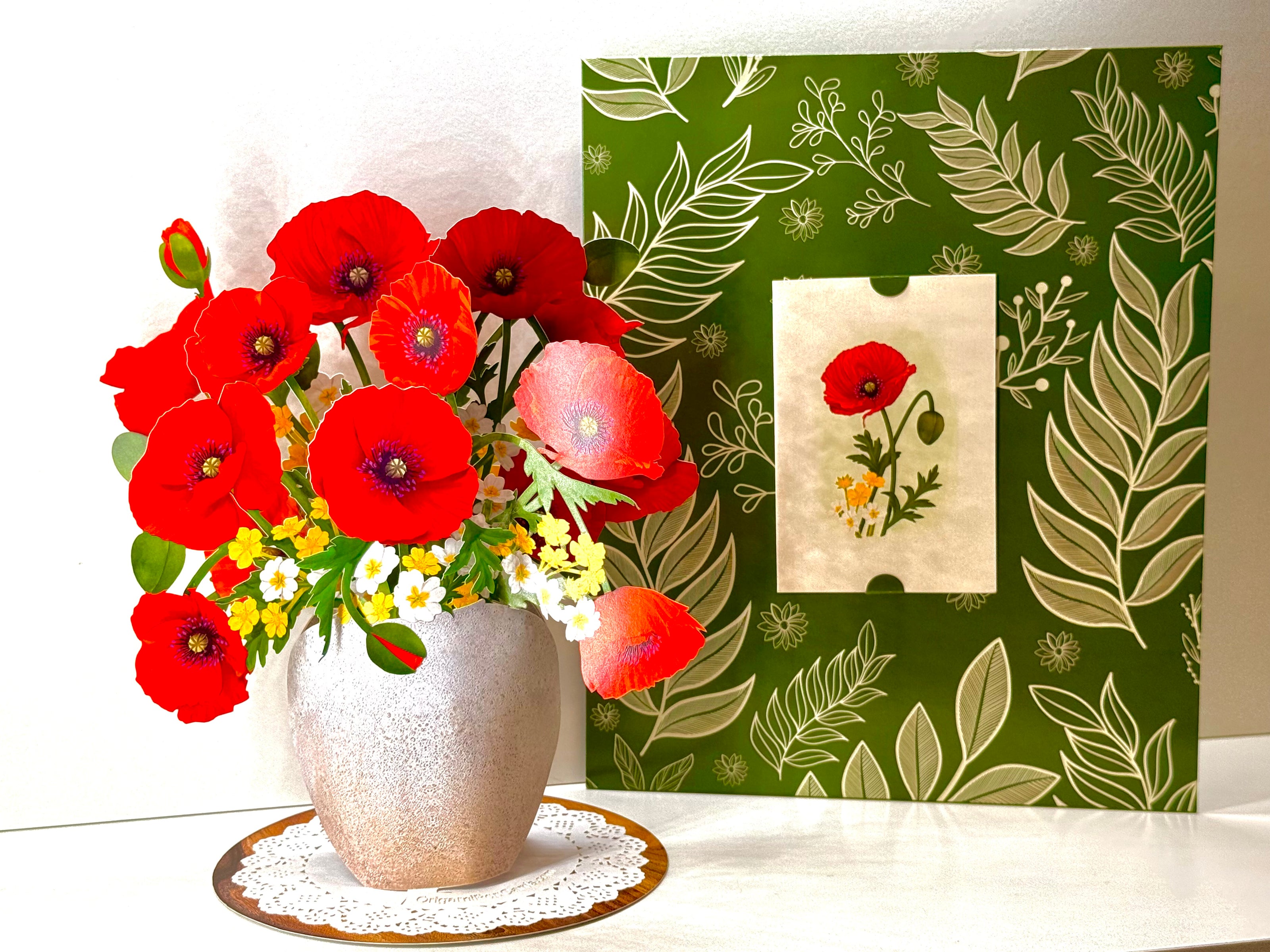 Red Poppy 3D Pop Up Flower Bouquet - Anzac & Remembrance Day Origami Pop Cards 3D Pop Up Greeting Card Happy Birthday Thank You Handmade Gift Thinking of You Blank Card for Any Occasion Happy Mother's Day Happy Father's Australiana Celebrate the Beauty