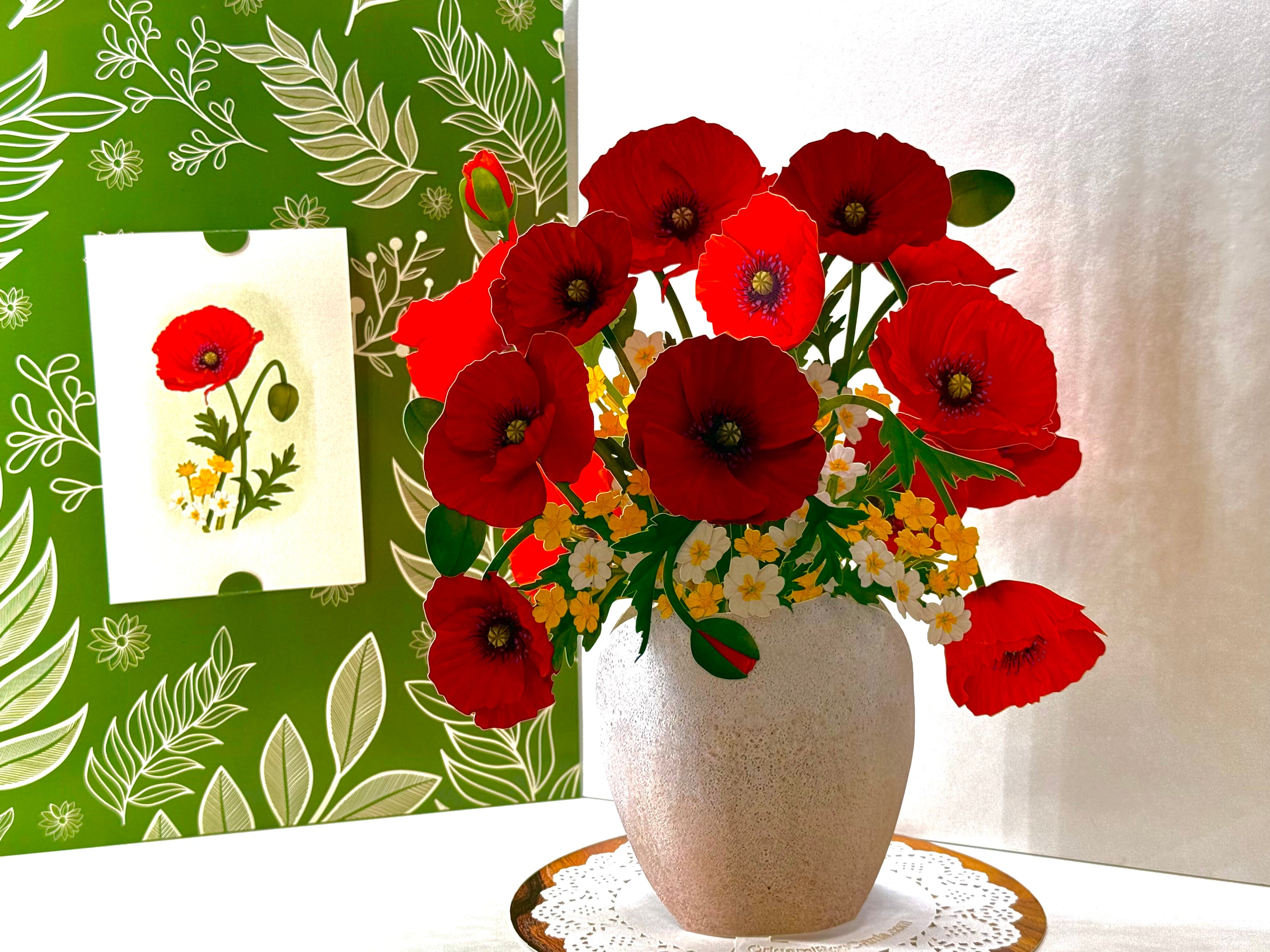 Red Poppy 3D Pop Up Flower Bouquet - Anzac & Remembrance Day Origami Pop Cards 3D Pop Up Greeting Card Happy Birthday Thank You Handmade Gift Thinking of You Blank Card for Any Occasion Happy Mother's Day Happy Father's Australiana Celebrate the Beauty