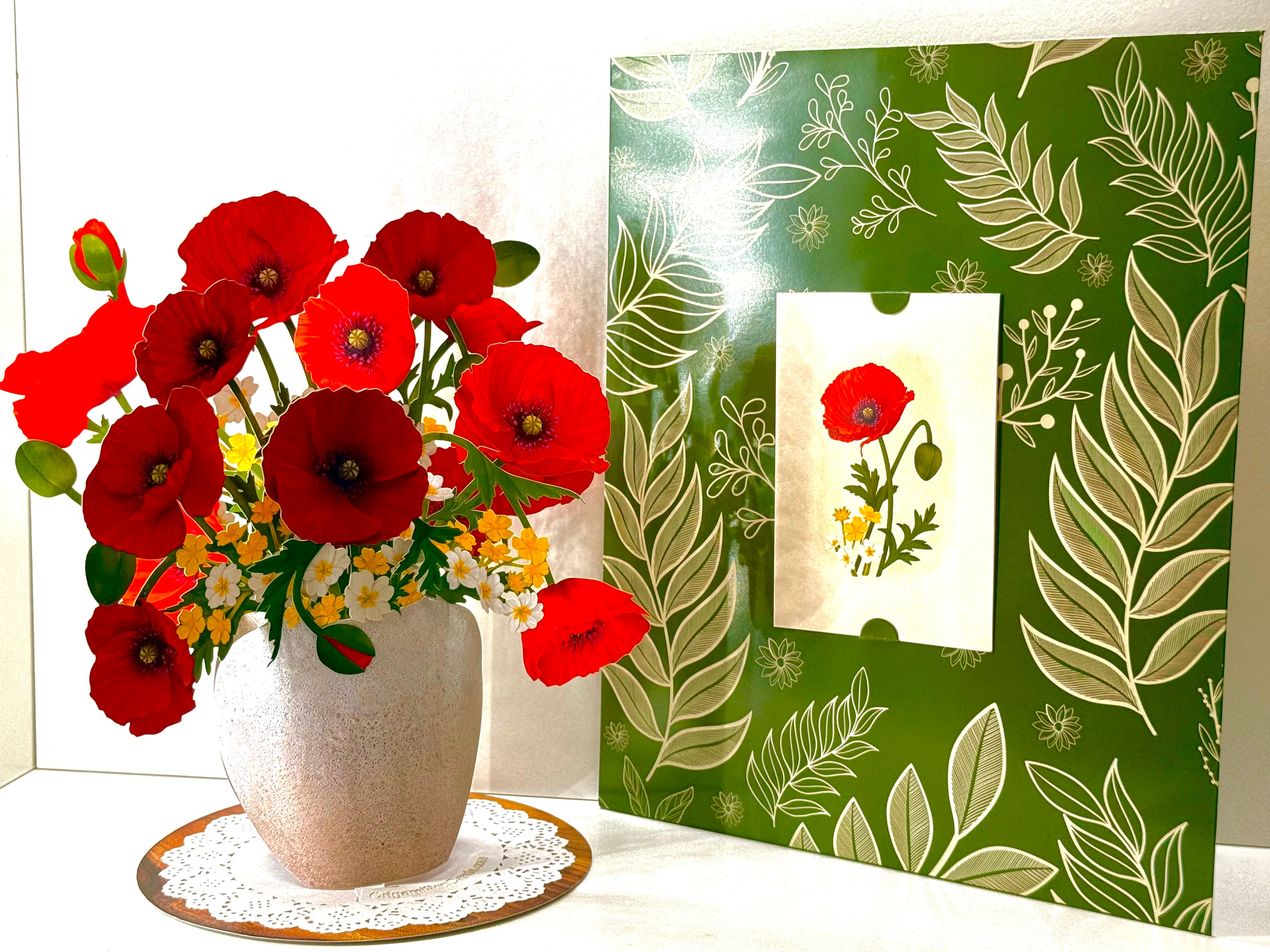 Red Poppy 3D Pop Up Flower Bouquet - Anzac & Remembrance Day Origami Pop Cards 3D Pop Up Greeting Card Happy Birthday Thank You Handmade Gift Thinking of You Blank Card for Any Occasion Happy Mother's Day Happy Father's Australiana Celebrate the Beauty