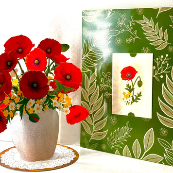 Red Poppy 3D Pop Up Flower Bouquet - Anzac & Remembrance Day Origami Pop Cards 3D Pop Up Greeting Card Happy Birthday Thank You Handmade Gift Thinking of You Blank Card for Any Occasion Happy Mother's Day Happy Father's Australiana Celebrate the Beauty