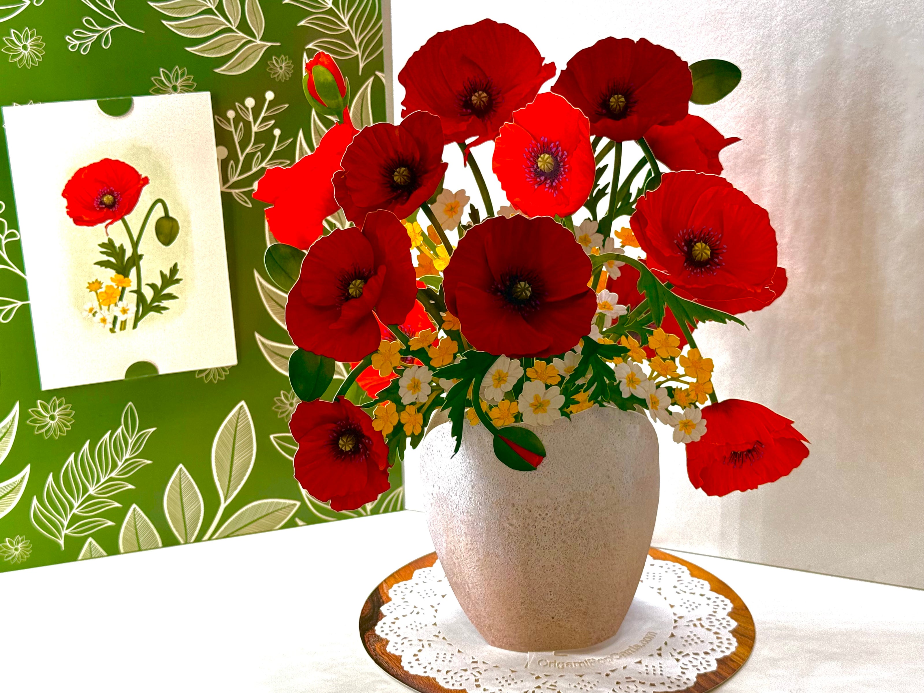 Red Poppy 3D Pop Up Flower Bouquet - Anzac & Remembrance Day Origami Pop Cards 3D Pop Up Greeting Card Happy Birthday Thank You Handmade Gift Thinking of You Blank Card for Any Occasion Happy Mother's Day Happy Father's Australiana Celebrate the Beauty
