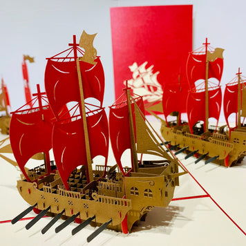 Red Viking Ship Origami Pop Cards 3D Pop Up Greeting Card Happy Birthday Thank You Handmade Gift Thinking of You Blank Card for Any Occasion Happy Mother's Day Happy Father's Australiana Celebrate the Beauty