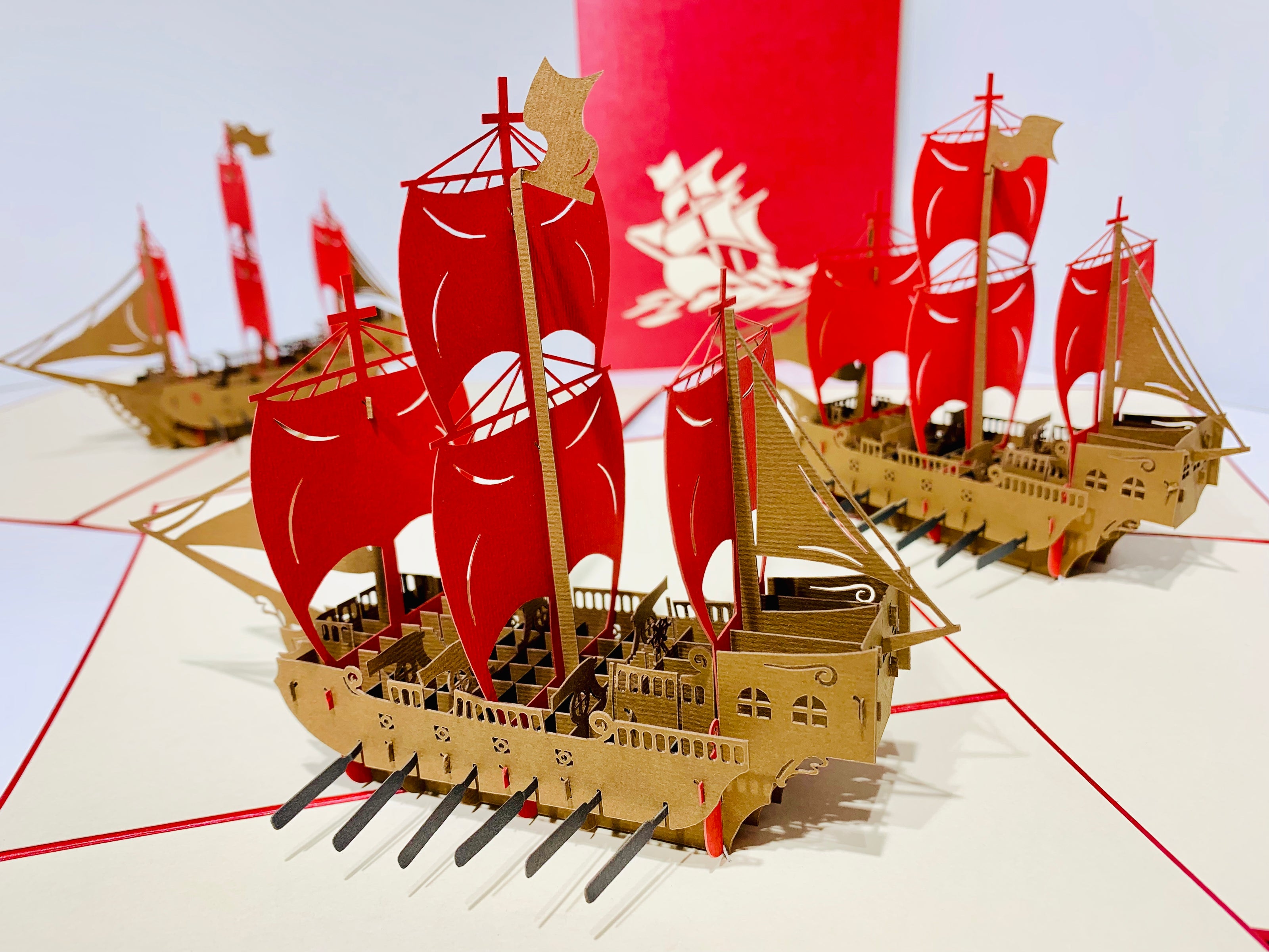 Red Viking Ship Origami Pop Cards 3D Pop Up Greeting Card Happy Birthday Thank You Handmade Gift Thinking of You Blank Card for Any Occasion Happy Mother's Day Happy Father's Australiana Celebrate the Beauty