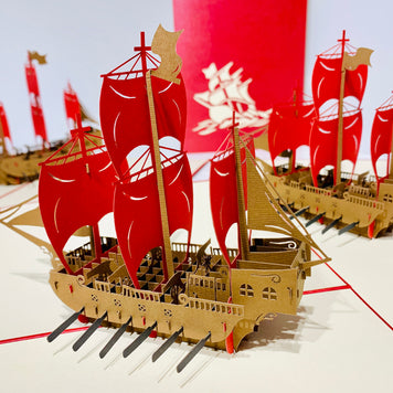 Red Viking Ship Origami Pop Cards 3D Pop Up Greeting Card Happy Birthday Thank You Handmade Gift Thinking of You Blank Card for Any Occasion Happy Mother's Day Happy Father's Australiana Celebrate the Beauty