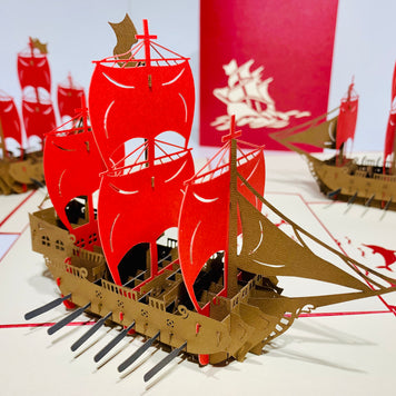 Red Viking Ship Origami Pop Cards 3D Pop Up Greeting Card Happy Birthday Thank You Handmade Gift Thinking of You Blank Card for Any Occasion Happy Mother's Day Happy Father's Australiana Celebrate the Beauty
