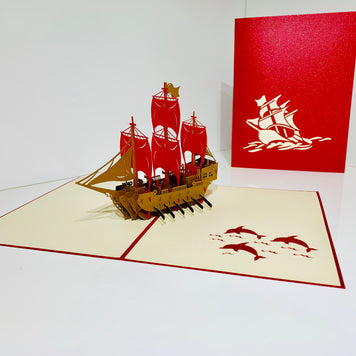 Red Viking Ship Origami Pop Cards 3D Pop Up Greeting Card Happy Birthday Thank You Handmade Gift Thinking of You Blank Card for Any Occasion Happy Mother's Day Happy Father's Australiana Celebrate the Beauty
