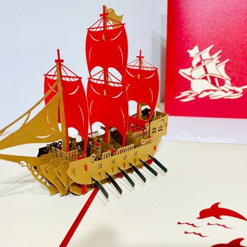 Red Viking Ship Origami Pop Cards 3D Pop Up Greeting Card Happy Birthday Thank You Handmade Gift Thinking of You Blank Card for Any Occasion Happy Mother's Day Happy Father's Australiana Celebrate the Beauty