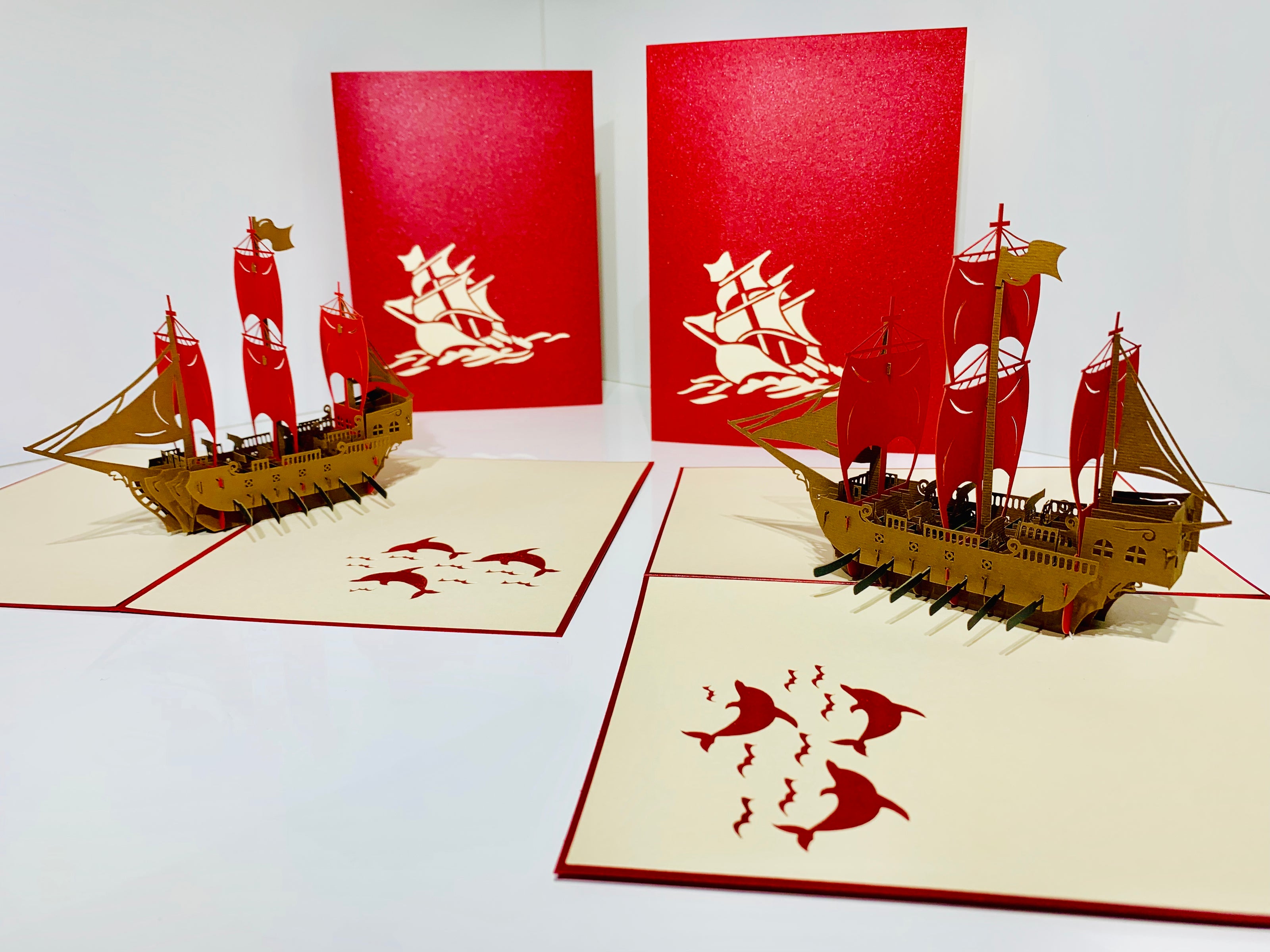 Red Viking Ship Origami Pop Cards 3D Pop Up Greeting Card Happy Birthday Thank You Handmade Gift Thinking of You Blank Card for Any Occasion Happy Mother's Day Happy Father's Australiana Celebrate the Beauty