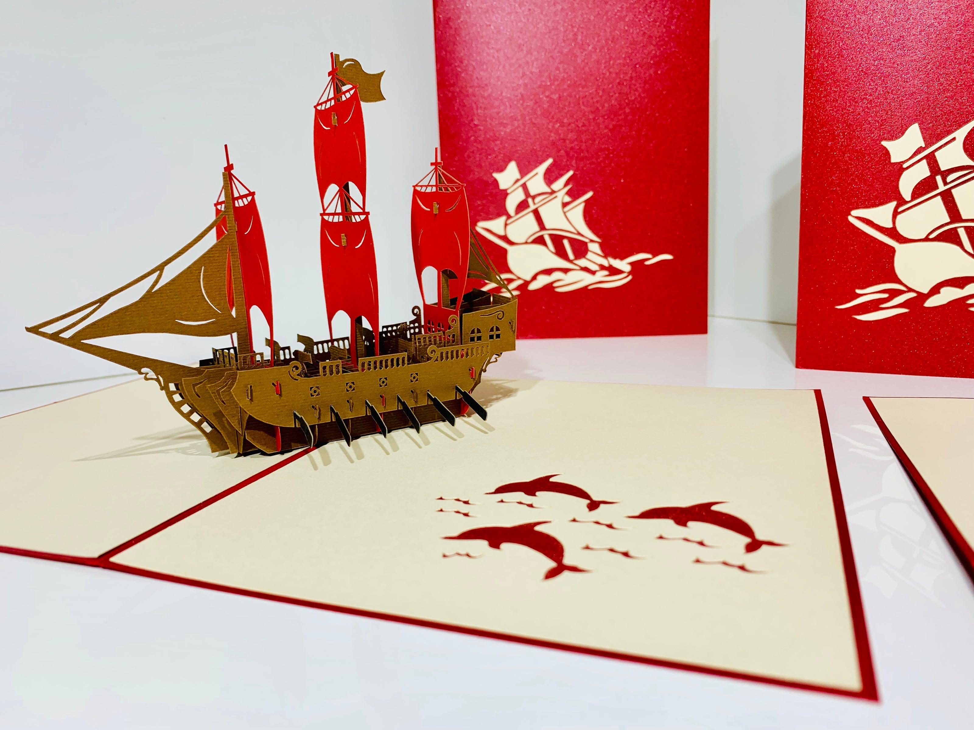 Red Viking Ship Origami Pop Cards 3D Pop Up Greeting Card Happy Birthday Thank You Handmade Gift Thinking of You Blank Card for Any Occasion Happy Mother's Day Happy Father's Australiana Celebrate the Beauty