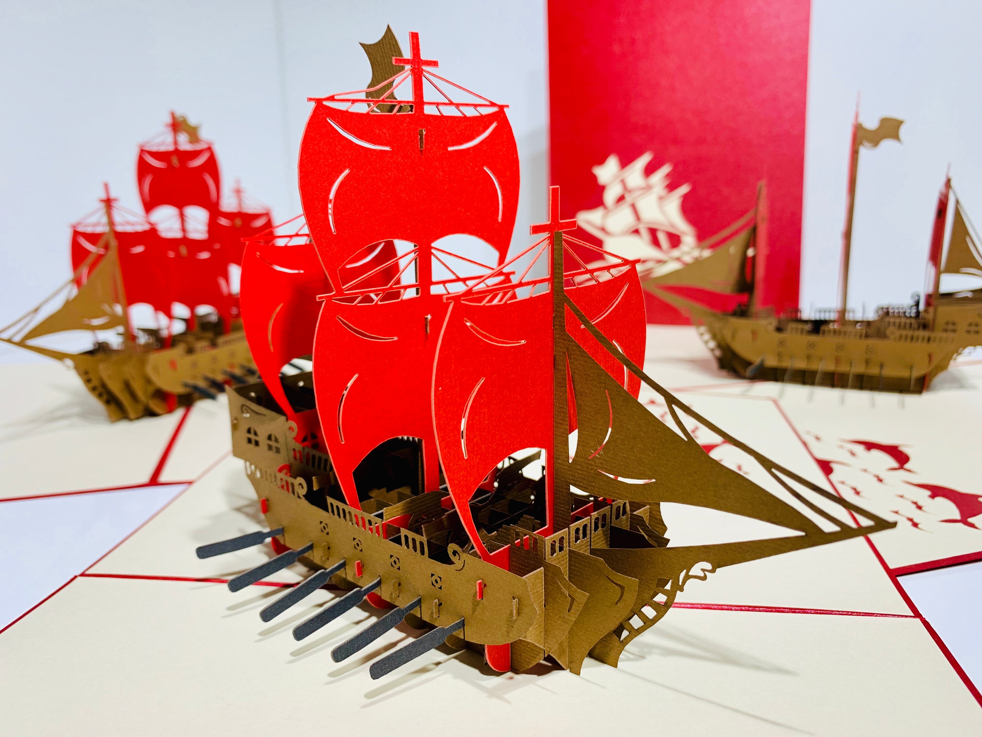 Red Viking Ship Origami Pop Cards 3D Pop Up Greeting Card Happy Birthday Thank You Handmade Gift Thinking of You Blank Card for Any Occasion Happy Mother's Day Happy Father's Australiana Celebrate the Beauty