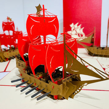 Red Viking Ship Origami Pop Cards 3D Pop Up Greeting Card Happy Birthday Thank You Handmade Gift Thinking of You Blank Card for Any Occasion Happy Mother's Day Happy Father's Australiana Celebrate the Beauty