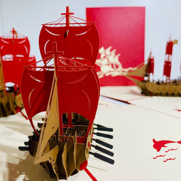 Red Viking Ship Origami Pop Cards 3D Pop Up Greeting Card Happy Birthday Thank You Handmade Gift Thinking of You Blank Card for Any Occasion Happy Mother's Day Happy Father's Australiana Celebrate the Beauty