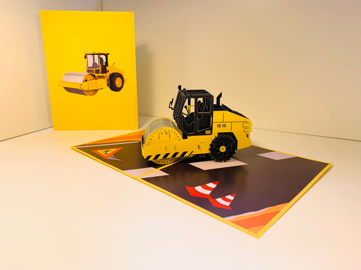 Road Roller Truck builds a Town Perfect for Construction Workers or Little Kids Origami Pop Cards 3D Pop Up Greeting Card Thank You Handmade Gift Thinking of You Happy Birthday Occasion Australiana Celebrate the Beauty and Happiness During Special Day