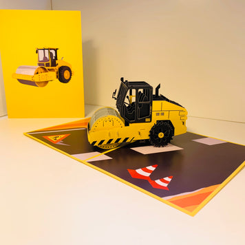 Road Roller Truck builds a Town ~ Perfect for Construction Workers or Kids Origami Pop Cards 3D Pop Up Greeting Card Thank You Handmade Gift Thinking of You Happy Birthday Occasion Australiana Celebrate the Beauty and Happiness During Special Day