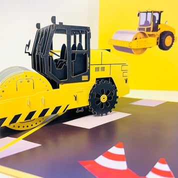 Road Roller Truck builds a Town ~ Perfect for Construction Workers or Kids Origami Pop Cards 3D Pop Up Greeting Card Thank You Handmade Gift Thinking of You Happy Birthday Occasion Australiana Celebrate the Beauty and Happiness During Special Day