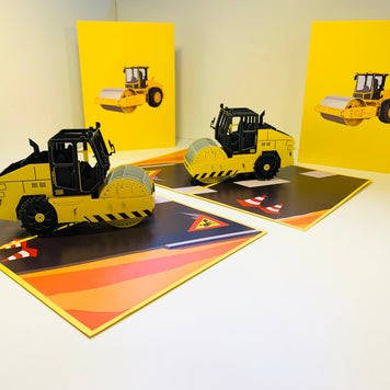 Road Roller Truck builds a Town ~ Perfect for Construction Workers or Kids Origami Pop Cards 3D Pop Up Greeting Card Thank You Handmade Gift Thinking of You Happy Birthday Occasion Australiana Celebrate the Beauty and Happiness During Special Day