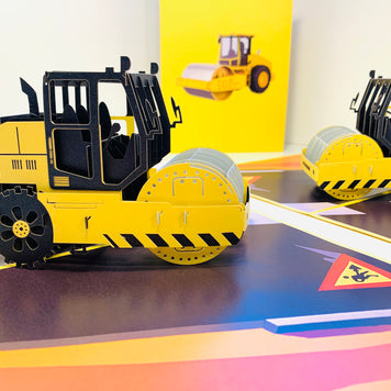 Road Roller Truck builds a Town ~ Perfect for Construction Workers or Kids Origami Pop Cards 3D Pop Up Greeting Card Thank You Handmade Gift Thinking of You Happy Birthday Occasion Australiana Celebrate the Beauty and Happiness During Special Day